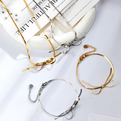 Parures de bijoux en acier inoxydable, Acier inoxydable 304, Bracelet & collier, Noeud papillon, Placage, bijoux de mode, plus de couleurs à choisir, Vendu par PC
