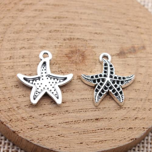 Zinc Alloy Animal Pendants, Starfish, plated, DIY, antique silver color 