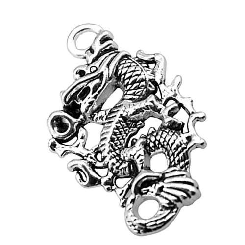 Zinc Alloy Animal Pendants, Dragon, plated, DIY, antique silver color 