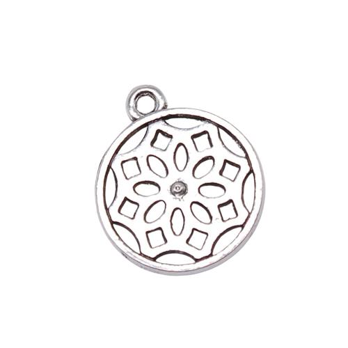 Pendentifs creux en alliage de zinc, Rond, Placage, DIY, Vendu par PC