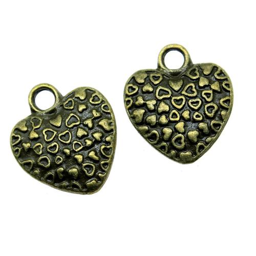 Colgantes de Aleación de Zinc en Forma de Corazón, chapado, Bricolaje, color de bronce antiguo, Vendido por UD