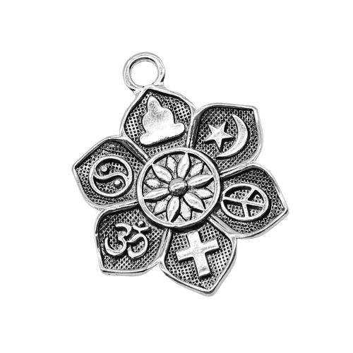 Bijoux pendentifs en Zinc alliage , alliage de zinc, fleur, Placage, DIY, Vendu par PC