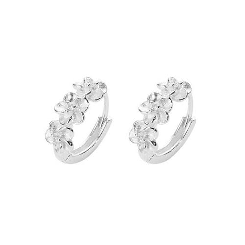 925 пробы На английском замке Хооп серьги, Форма цветка, покрытый платиной, инкрустированное микро кубического циркония & Женский продается Пара