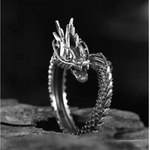 Zinklegierung Manschette Fingerring, Drachen, antik silberfarben plattiert, Vintage-Design & unisex, Größe:4.5, verkauft von PC