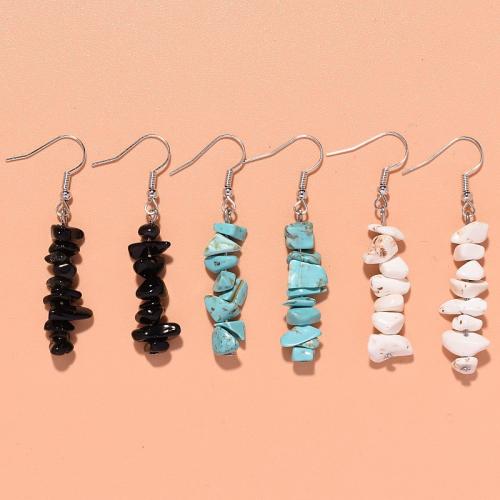 Natürliche Türkis Tropfen Ohrring, mit Zinklegierung, Unregelmäßige, Modeschmuck & für Frau, keine, 5x50mm, verkauft von Paar