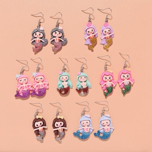 Resin Drop Earring, with Zinc Alloy, Mermaid, fashion jewelry & for woman 