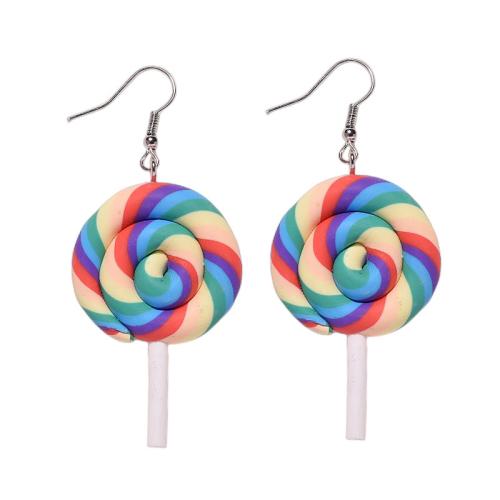 Polymer Clay Drop Earring, with Zinc Alloy, Lollipop, fashion jewelry & for woman 