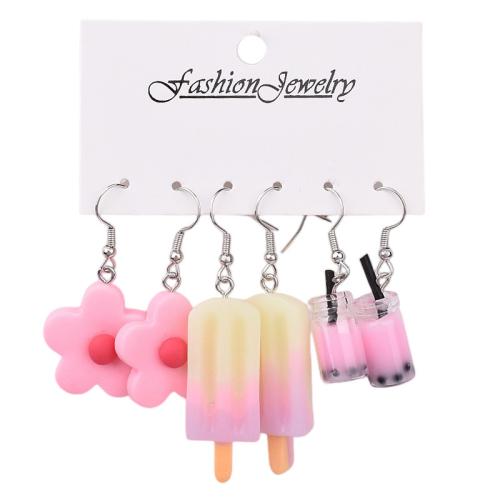 Acrylique Boucles d'oreilles, avec alliage de zinc, bijoux de mode & styles différents pour le choix & pour femme, earring length 30-65mm, Vendu par fixé[