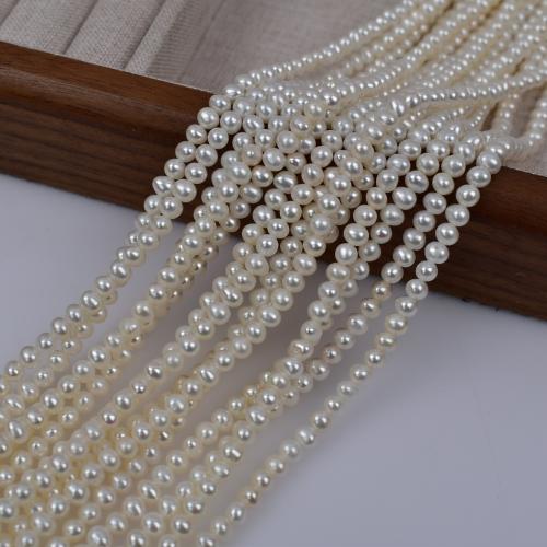 Naturel d'eau douce perles, perle d'eau douce cultivée, ovale, DIY, blanc, 3-4.5mm cm, Vendu par brin[