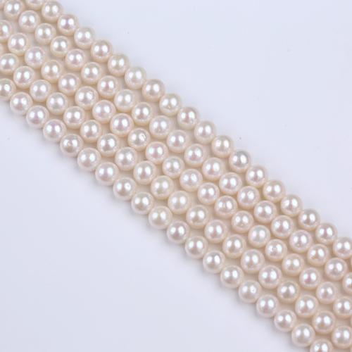 Perle comme Pommes de terre perles d'eau douce, perle d'eau douce cultivée, Légèrement rond, DIY, blanc, 3-9mm cm, Vendu par brin[