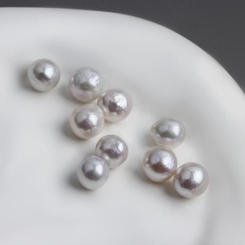 Perles nacres sans trou de culture d'eau douce, perle d'eau douce cultivée, Légèrement rond, DIY & aucun trou, blanc, 10mm, Vendu par PC