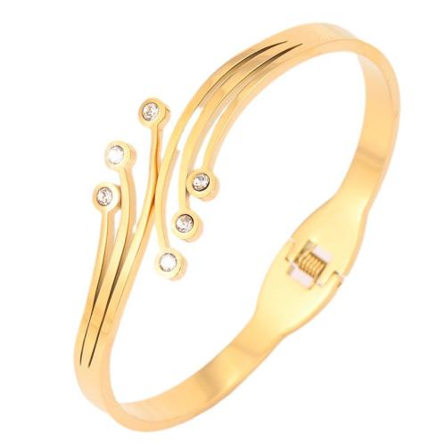 Bracelet en acier inoxydable, Acier inoxydable 304, Placage, bijoux de mode & pour femme & avec strass, plus de couleurs à choisir, Vendu par PC[