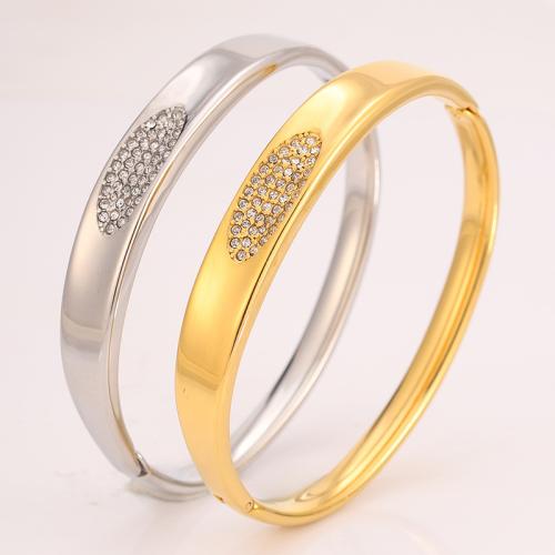 Bracelet en acier inoxydable, Acier inoxydable 304, Placage, bijoux de mode & unisexe & avec strass, plus de couleurs à choisir, Vendu par PC[