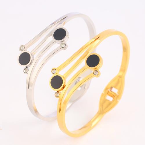 Bracelet en acier inoxydable, Acier inoxydable 304, avec Acrylique, Placage, pour femme & avec strass & creux, plus de couleurs à choisir, Vendu par PC[