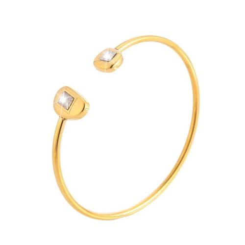 Bracelet en acier inoxydable, Acier inoxydable 304, Plaqué or 18K, bijoux de mode & pour femme & avec strass, Vendu par PC[