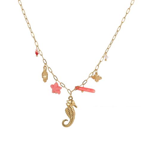 Résine de cire collier de corde, Acier inoxydable 304, avec résine, Plaqué or 18K, bijoux de mode & styles différents pour le choix & pour femme, Vendu par PC