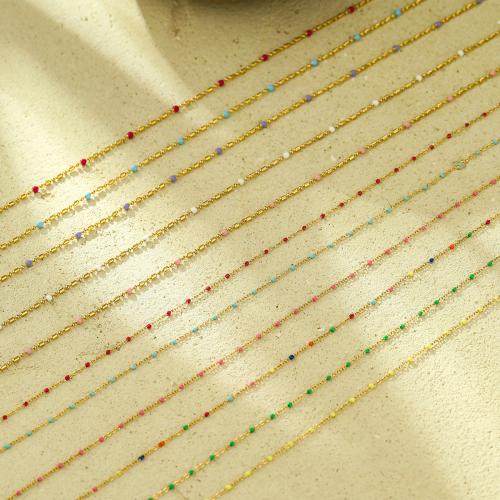 ステンレス鋼のジュエリーネックレス, 304ステンレススチール, 18Kゴールドメッキ, 異なるスタイルを選択 & 女性用 & エナメル, 無色, 売り手 パソコン