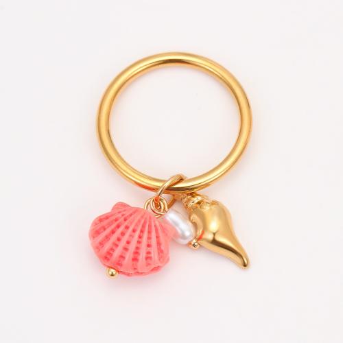 Bague en acier inoxydable, Acier inoxydable 304, avec résine, Placage de couleur d'or, bijoux de mode & pour femme, plus de couleurs à choisir, Vendu par PC