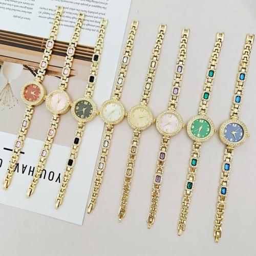 Pulsera Reloj de Moda, aleación de zinc, con Vidrio & Acrílico, movimiento chino & para mujer & con diamantes de imitación, más colores para la opción, Thickness :7mm Dial diameter :22mm., longitud:25 cm, Vendido por UD