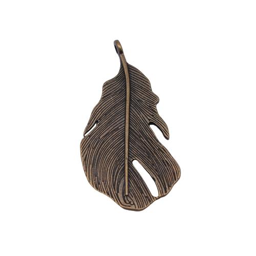 Pendentifs plume en alliage de zinc, forme de plume, Placage, DIY & creux, couleur bronze antique Vendu par PC