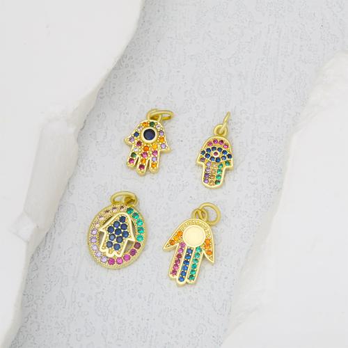 Cubique Pendentif en laiton zircon pavent, Placage, DIY & pavé de micro zircon, doré, Vendu par PC