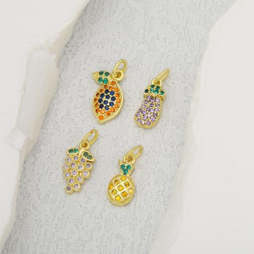 Cubique Pendentif en laiton zircon pavent, fruitcéréale, Placage, DIY & pavé de micro zircon, doré, Vendu par PC