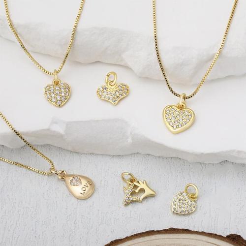 Cubique Pendentif en laiton zircon pavent, Placage, DIY & pavé de micro zircon, doré, Vendu par PC