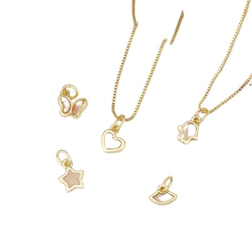 Brass Shell Pendants, with Shell, plated, DIY, golden 