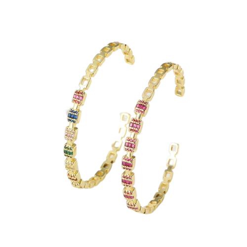 laiton bracelet manchette, Placage, bijoux de mode & pavé de micro zircon, doré, Vendu par PC