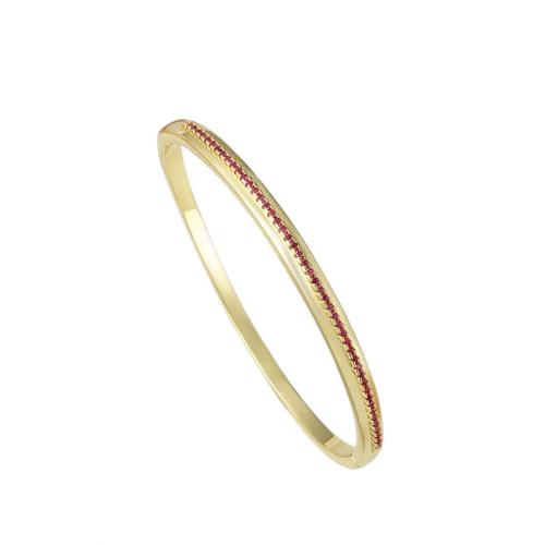 Brass Bangle, plated, fashion jewelry & micro pave cubic zirconia, golden 