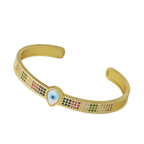 laiton bracelet manchette, avec résine, Placage, bijoux de mode & pavé de micro zircon, doré, Vendu par PC