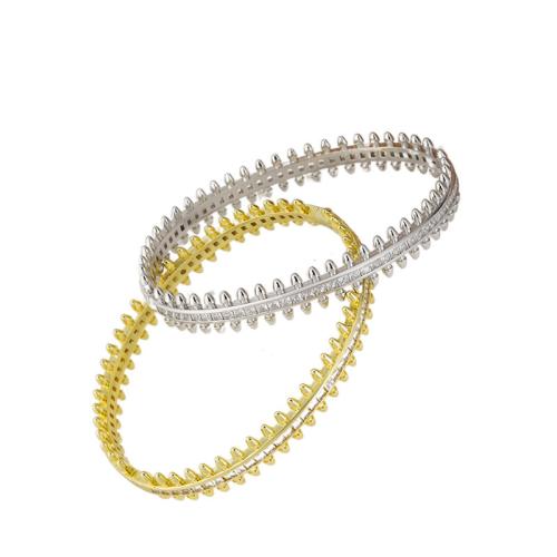 Brass Bangle, plated, fashion jewelry & micro pave cubic zirconia 