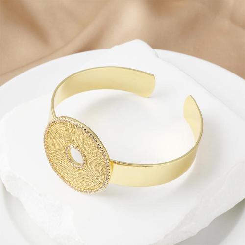 laiton bracelet manchette, Placage, bijoux de mode & pavé de micro zircon, doré, Vendu par PC