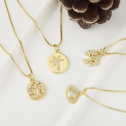 Cubique Pendentif en laiton zircon pavent, Placage, DIY & avec strass, doré, Vendu par PC[