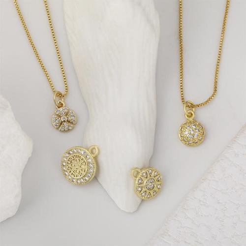 Cubique Pendentif en laiton zircon pavent, Placage, DIY & pavé de micro zircon, doré, Vendu par PC[