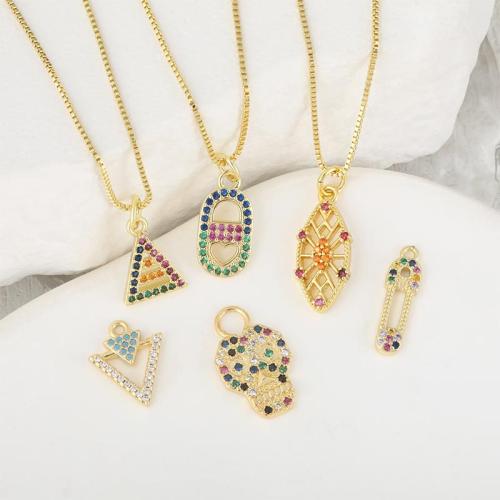 Cubique Pendentif en laiton zircon pavent, Placage, DIY & pavé de micro zircon, doré, Vendu par PC[