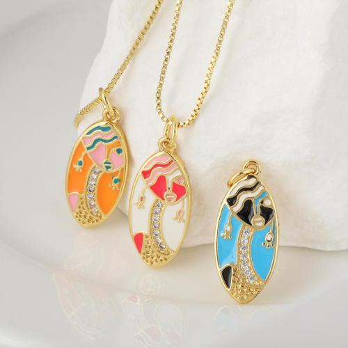 Emaille Messing Anhänger, plattiert, DIY & Micro pave Zirkonia, goldfarben, verkauft von PC