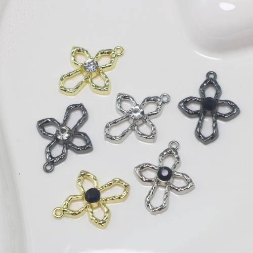 Zinc Alloy Rhinestone Pendants, Cross, plated, DIY & with rhinestone 