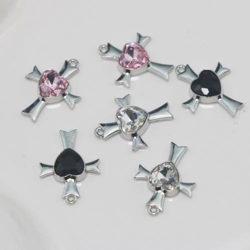 Zink Legierung Strass Anhänger, Zinklegierung, Kreuz, plattiert, DIY & mit Strass, keine, verkauft von PC