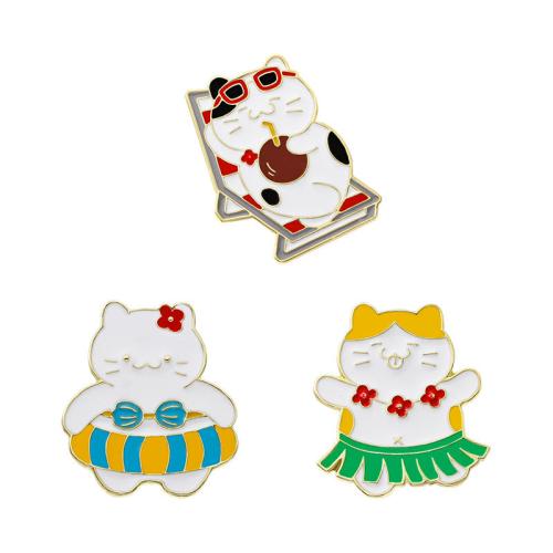 Broche émail, alliage de zinc, chat, unisexe & styles différents pour le choix, doré, Vendu par PC
