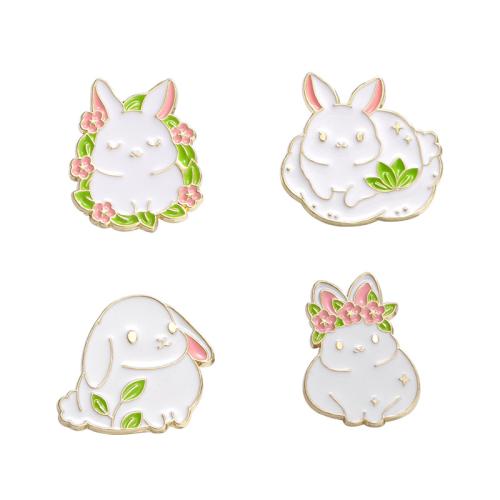 Broche émail, alliage de zinc, lapin, vernis au four, unisexe & styles différents pour le choix, doré, Vendu par PC