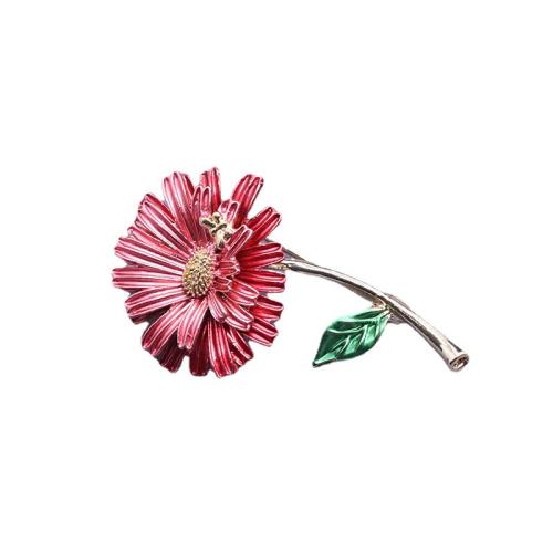 Zinc Alloy Brooch, Daisy, gold color plated, Tole Paintng & for woman 