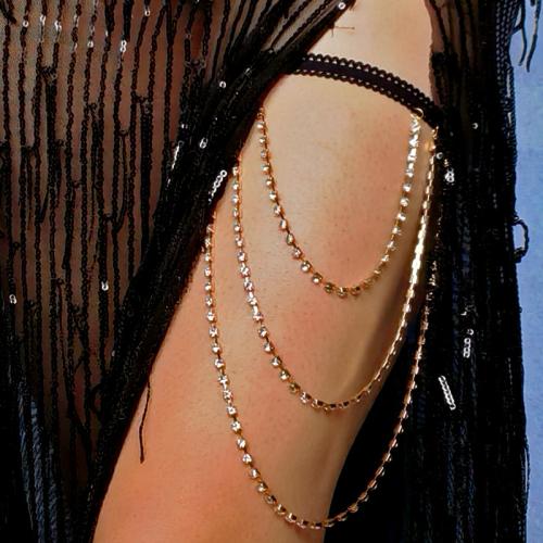 Zinklegierung Bein-Kette, mit elastischer Faden, plattiert, für Frau & mit Strass, keine, Länge:ca. 13 ZollInch, verkauft von PC