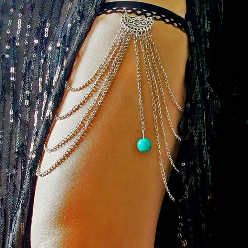 Zinklegierung Bein-Kette, mit elastischer Faden & Harz, plattiert, mehrschichtig & für Frau, Länge:ca. 13 ZollInch, verkauft von PC