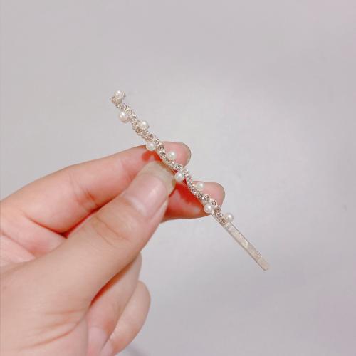 alliage de zinc glissière de cheveux, avec perle de plastique, Placage, styles différents pour le choix & pour femme & avec strass, 85mm, Vendu par PC