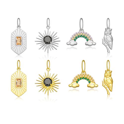 Befestigter Zirkonia Sterlingsilber Anhänger, 925er Sterling Silber, mit Kunststoff Perlen, plattiert, DIY & verschiedene Stile für Wahl & Micro pave Zirkonia, verkauft von PC[