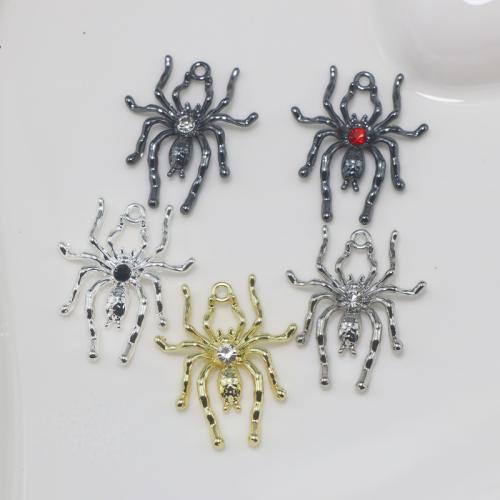 Zinc Alloy Animal Pendants, Spider, silver color plated, DIY & with rhinestone 