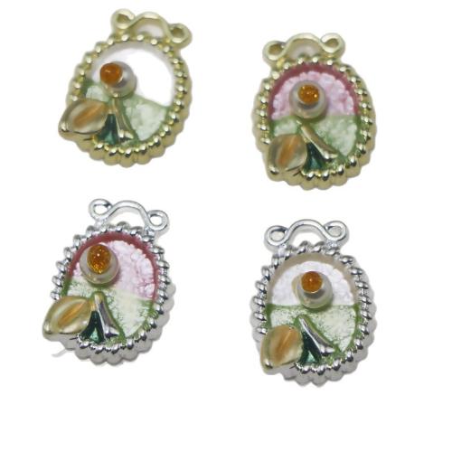 Colgantes de esmalte de la aleación del cinc, aleación de zinc, con Perlas plásticas, chapado, Bricolaje & perforado doble, más colores para la opción, Vendido por UD