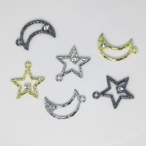 Pendentifs de stras en alliage Zinc, alliage de zinc, Lune et Etoile, Placage, DIY & avec strass, plus de couleurs à choisir, Vendu par PC[
