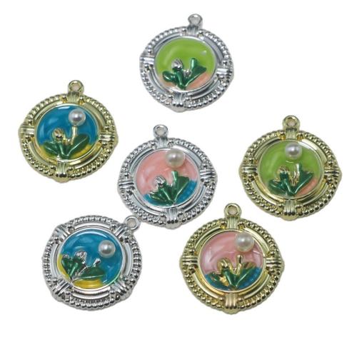 Colgantes de esmalte de la aleación del cinc, aleación de zinc, con Perlas plásticas, chapado, Bricolaje, más colores para la opción, Vendido por UD